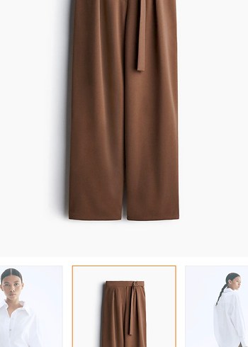 s Beden H&M Kemerli Bej Kadın Pantolon