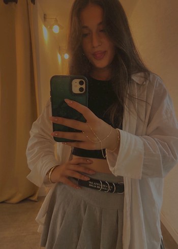 Zara Zara Kemerli Gri Etek