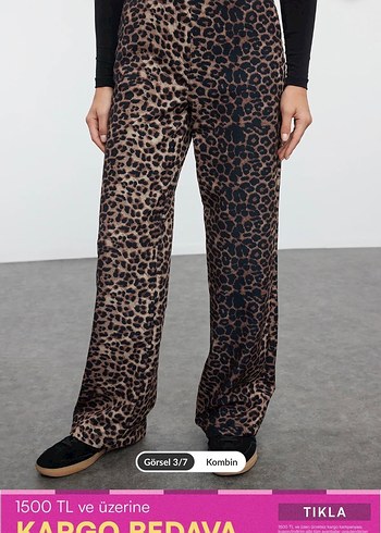 Trendyol & Milla Leopar Desenli Rahat Kesim Kadın Kumaş Pantolon