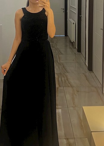 Siyah Boncuk İşlemeli ikili takım üst ve uzun etek - Görsel 2