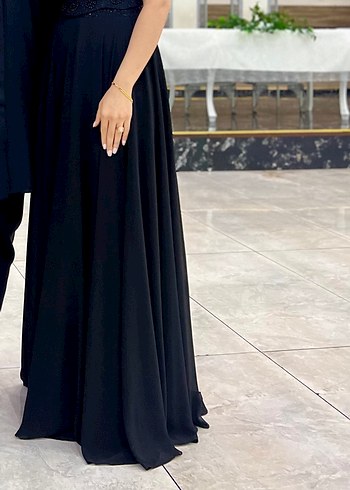 Siyah Boncuk İşlemeli ikili takım üst ve uzun etek - Görsel 3