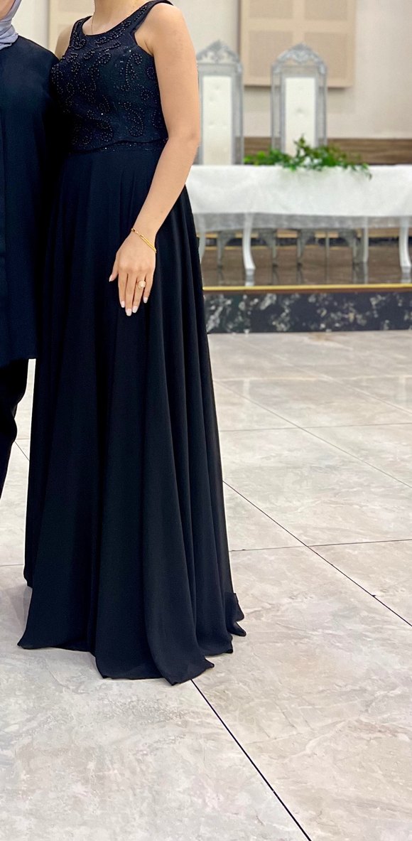 Siyah Boncuk İşlemeli ikili takım üst ve uzun etek - Görsel 3