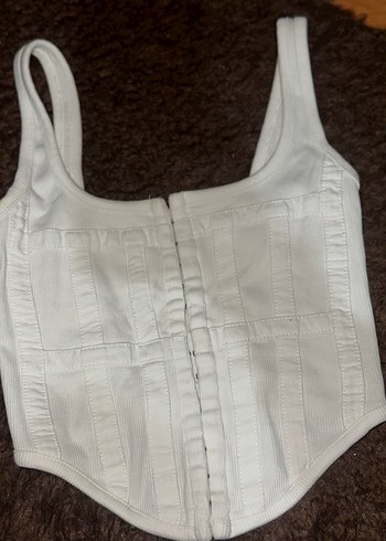 Beyaz Strappy büstiyer Midi Üst - Görsel 2