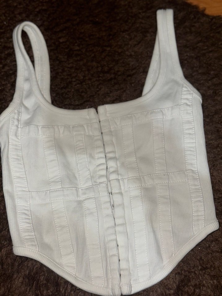 Beyaz Strappy büstiyer Midi Üst - Görsel 2