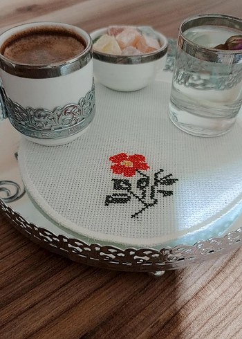 Nakışlı Çiçek Desenli Yuvarlak Peçetelik - Görsel 4