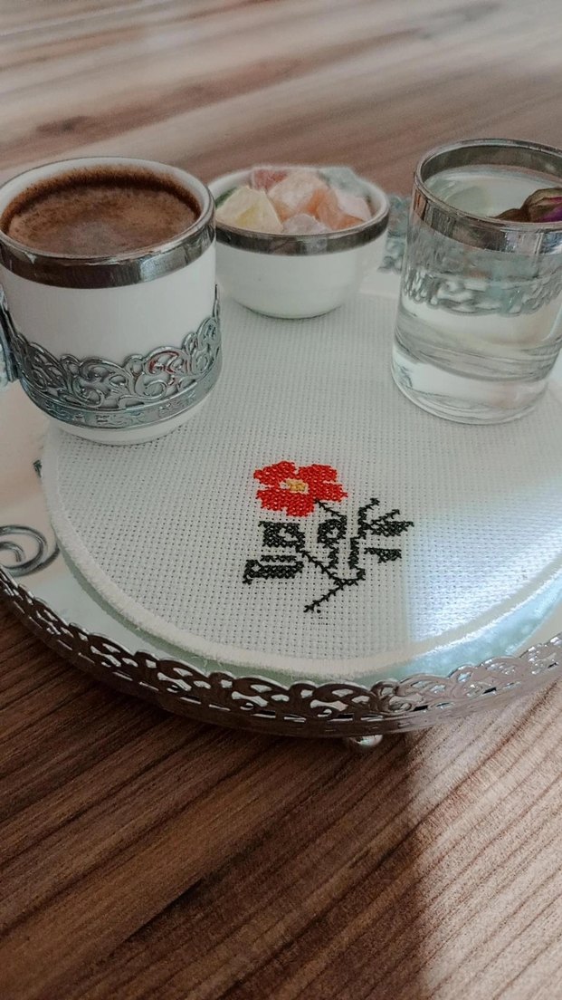 Nakışlı Çiçek Desenli Yuvarlak Peçetelik - Görsel 4