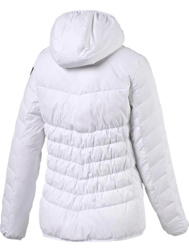 Orijinal Kadın Beyaz Kapüşonlu İnce Kış Montu Kaz tüylü - Görsel 2