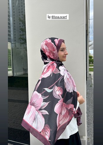 Pembe Çiçek Desenli pamuk ipek şal