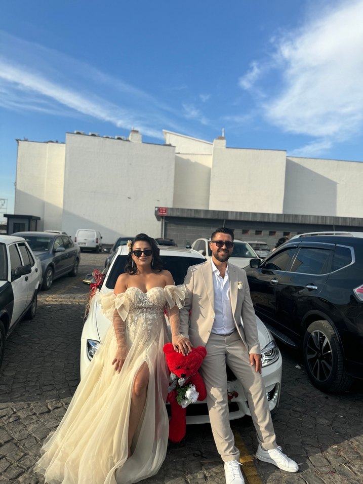 Modern Klasik Straplez Beyaz A-Line Gelinlik,nişan kıyafeti - Görsel 3