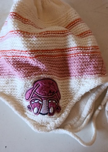 Renkli Nakışlı Beyaz Örgü Çocuk Bere - Görsel 2