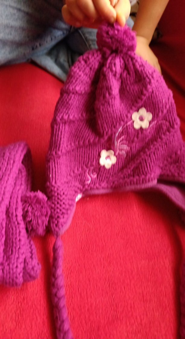 Nakışlı Pembe Örgü Çocuk Bere ve Atkı Seti - Görsel 5