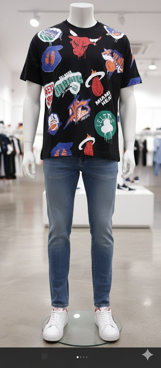 Çok Renkli Erkek Baskılı Tişört - Görsel 3