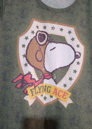 Peanuts Snoopy Baskılı YeşilTişörtü