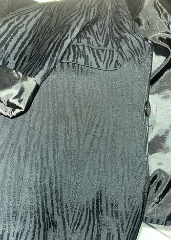 Düğmeli Siyah Uzun Tunik Ceket - Görsel 3