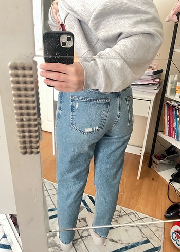 Bol Kesim Denim Midi Jean Pantolon - Görsel 2