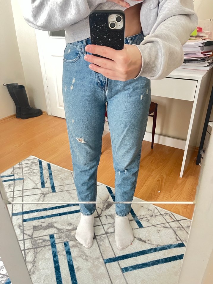 Bol Kesim Denim Midi Jean Pantolon - Görsel 4