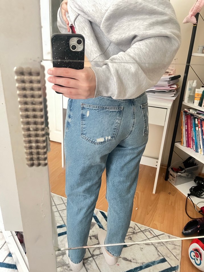 Bol Kesim Denim Midi Jean Pantolon - Görsel 2