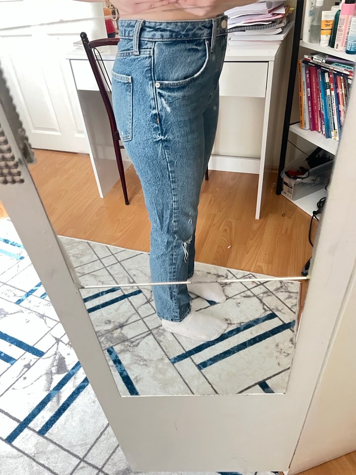 Kadın Mavi Bol Kesim Denim Pantolon - Görsel 2