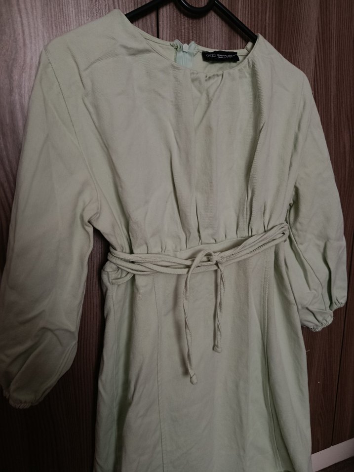 Açık Mint Renkli Elbise Kemerli - Görsel 2