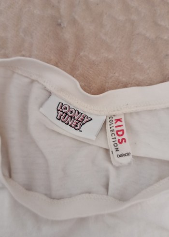 Kız Çocuk Beyaz Baskılı Kısa Kollu Tişört - Görsel 4