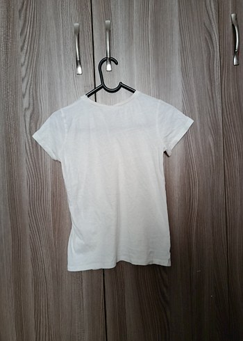 Kız Çocuk Beyaz Baskılı Kısa Kollu Tişört - Görsel 3