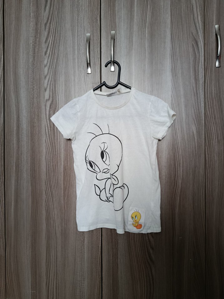 Kız Çocuk Beyaz Baskılı Kısa Kollu Tişört - Görsel 2