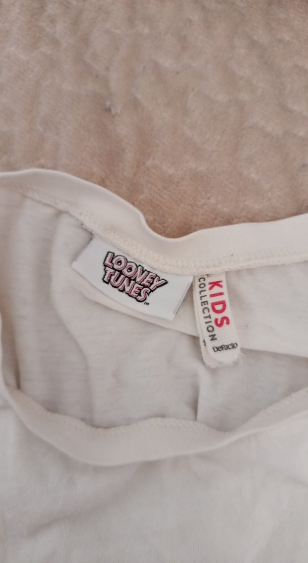 Kız Çocuk Beyaz Baskılı Kısa Kollu Tişört - Görsel 4