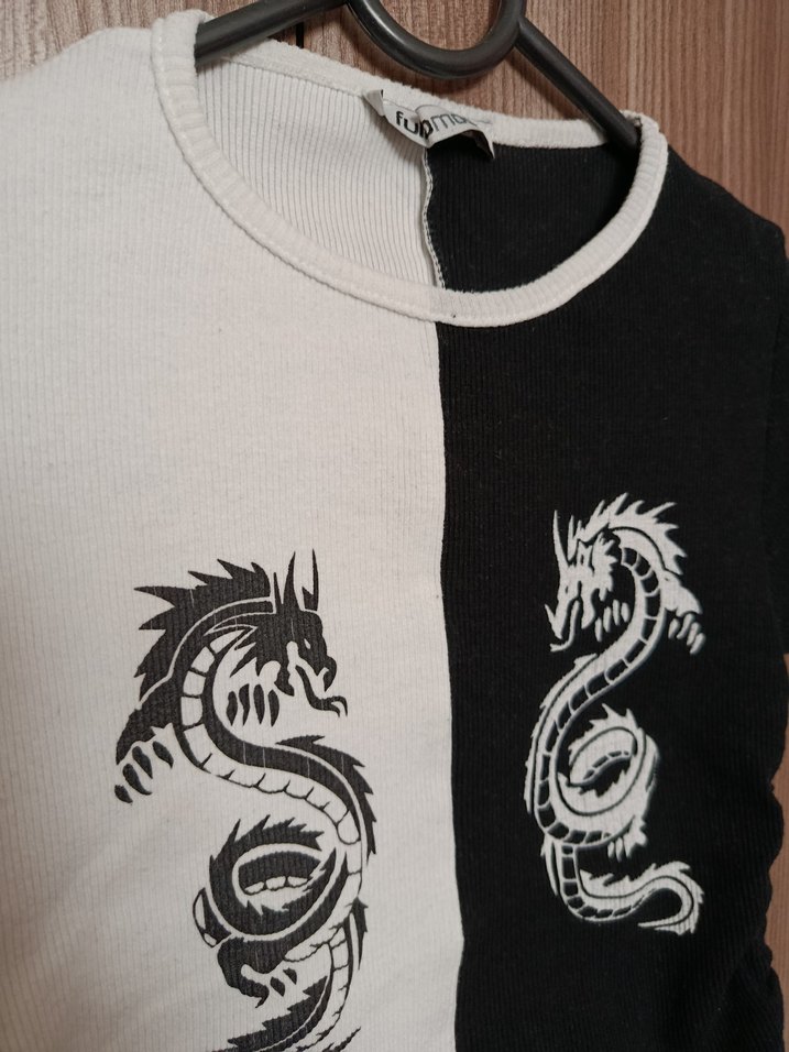 Kız Çocuk Siyah Beyaz Baskılı Tişört - Görsel 2