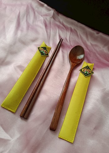 Ahşap Kaşık ve Kore chopstick ve Kaşık seti - Görsel 2