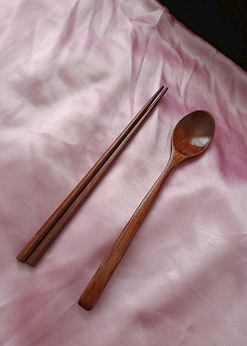 Ahşap Kaşık ve Kore chopstick ve Kaşık seti - Görsel 3
