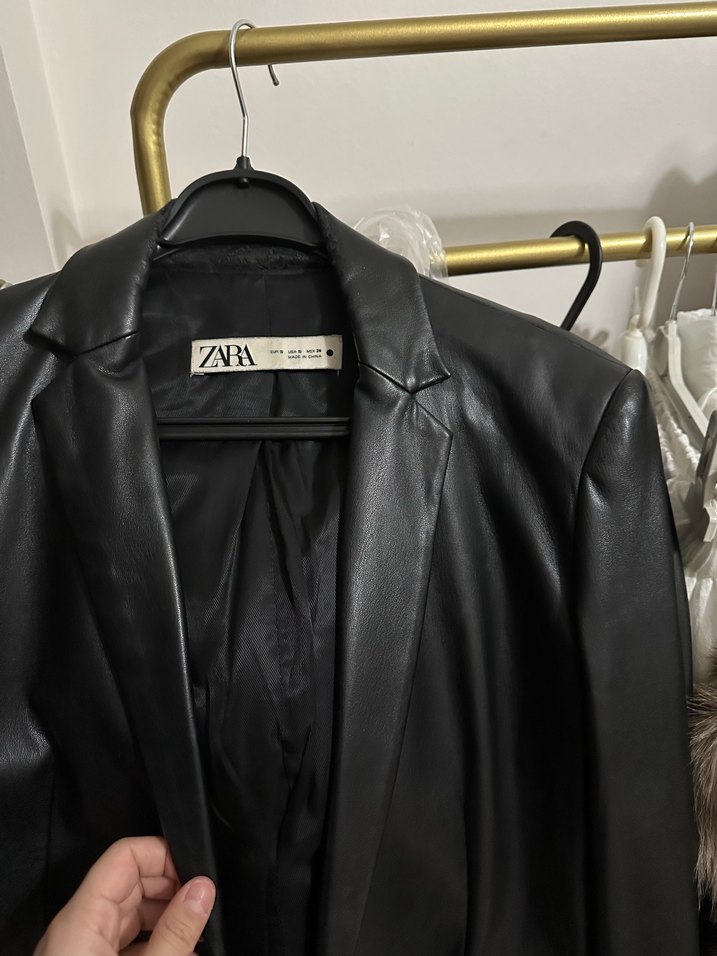 Siyah Deri Kadın Ceket - Görsel 3