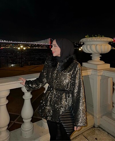 Hermes kemerli pul payet ceket