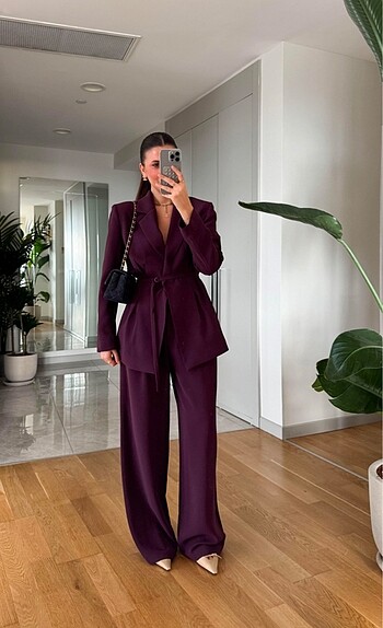 m Beden PREMİUM BELİ KEMERLİ MÜRDÜM BLAZER CEKET