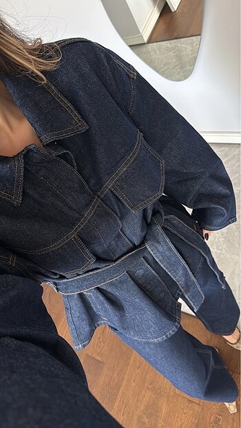 Zara Pantolon ceket denim takım