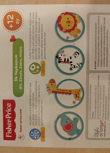 Beden Renk Fisher Price İlk Yapbozum Fil
