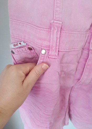 36 Beden Kızlar için düğmeli pembe kot elbise