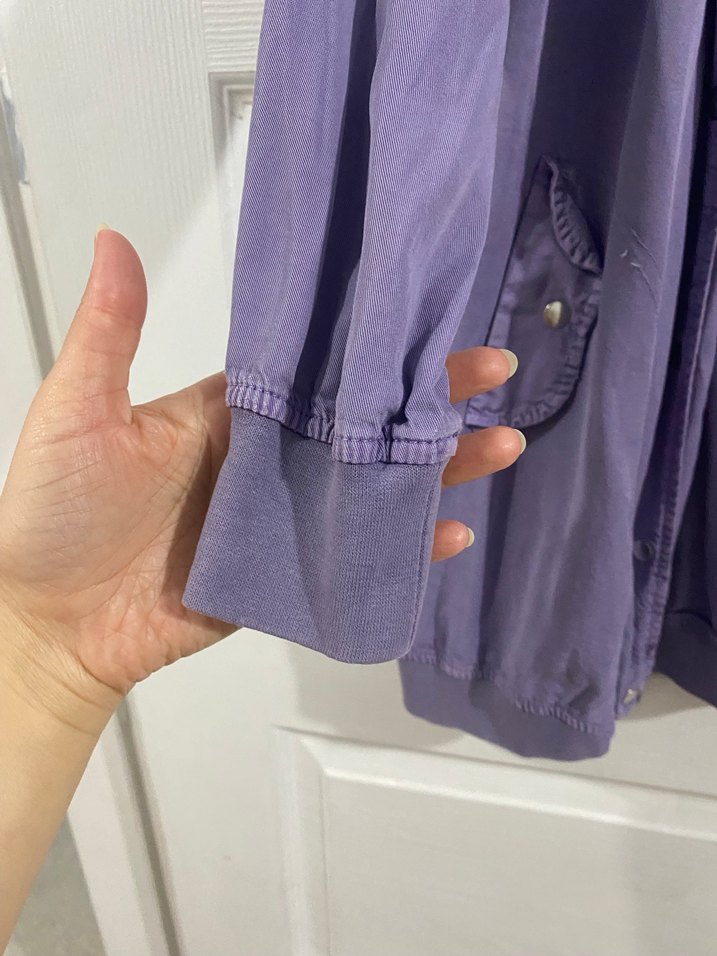 Düğmeli Mor Midi Tencel  Ceketi - Görsel 2