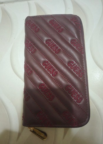 Guess Bordo Deri Fermuarlı Kadın Cüzdanı