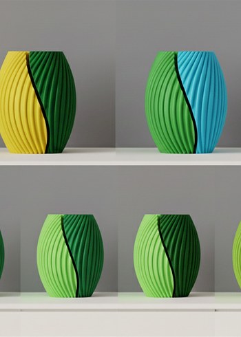 Renkli Dalgalı Desenli Vazo Seti - Görsel 2