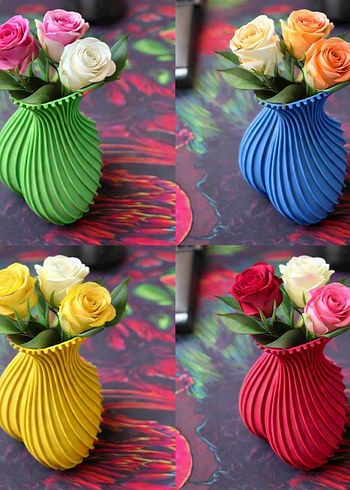 Pastel Renkli Dalgalı Seramik Vazo - Görsel 2