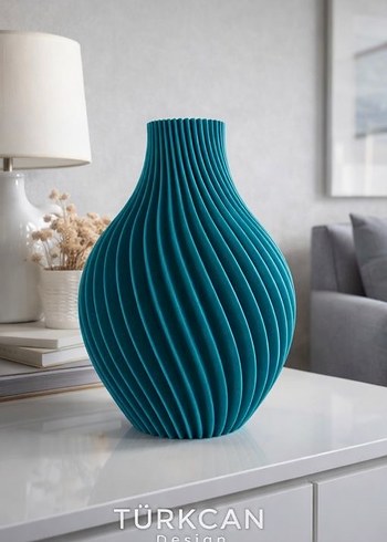 Renkli Dalgalı Tasarım Vazo - Görsel 5
