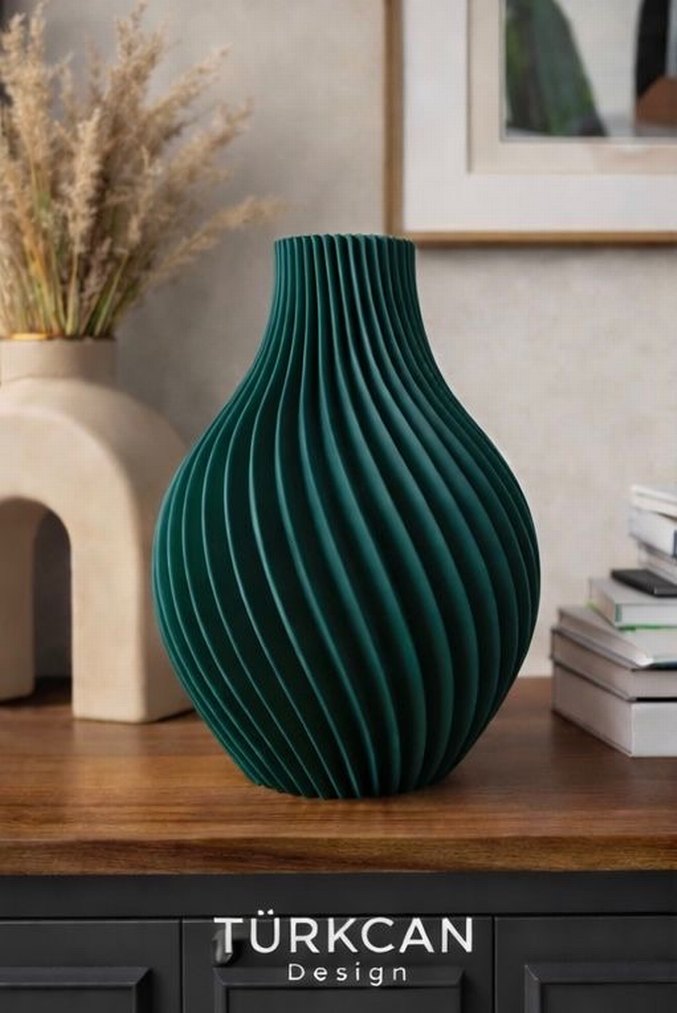 Renkli Dalgalı Tasarım Vazo - Görsel 2