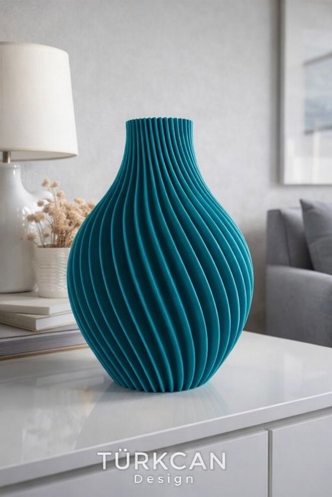 Renkli Dalgalı Tasarım Vazo - Görsel 5