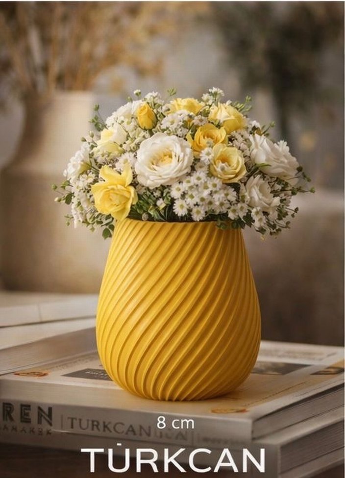 Turkcan 8 cm Pembe Vazolu Pastel Çiçek Aranjmanı - Görsel 4