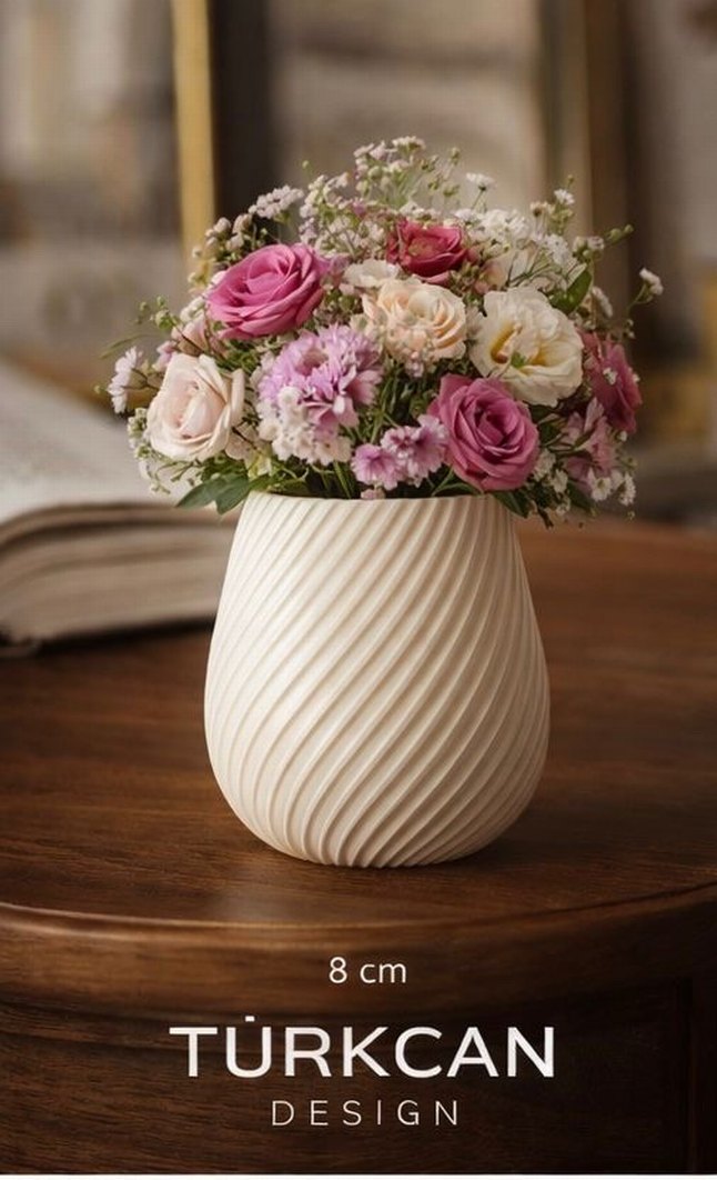 Turkcan 8 cm Pembe Vazolu Pastel Çiçek Aranjmanı - Görsel 3