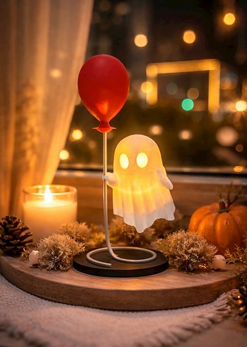 Kırmızı Balonlu Hayalet Masa Lambası - Görsel 2