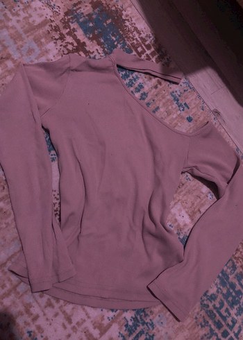 toz Pembe Uzun Kollu Dar Kesim Bluz - Görsel 2