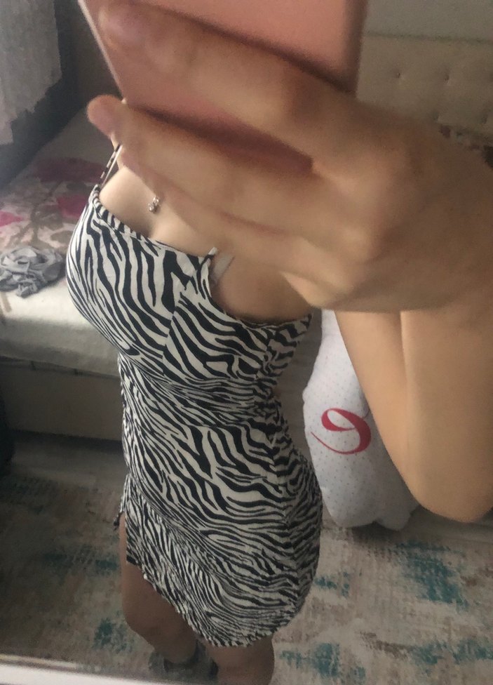 Zebra Desenli Midi Straplez Kadın Elbise - Görsel 2