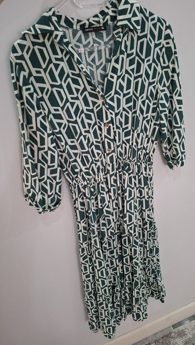 Gri Desenli Uzun Bohem Elbise - Görsel 4