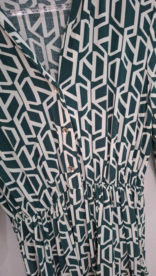 Gri Desenli Uzun Bohem Elbise - Görsel 3